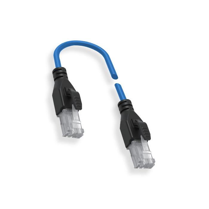 RJ45公头直型转RJ45公头直型、双端预铸PVC非柔性电缆、带屏蔽、蓝色护套、0C4449-XXX 